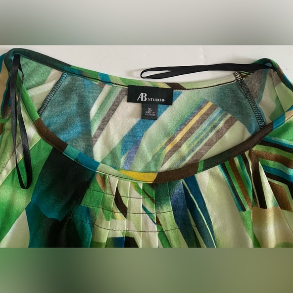 AB Studio knit top blouse top geometric abstract print 3/4 sleeves XL - Picture 9 of 16